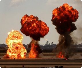 smell of fire and explosions